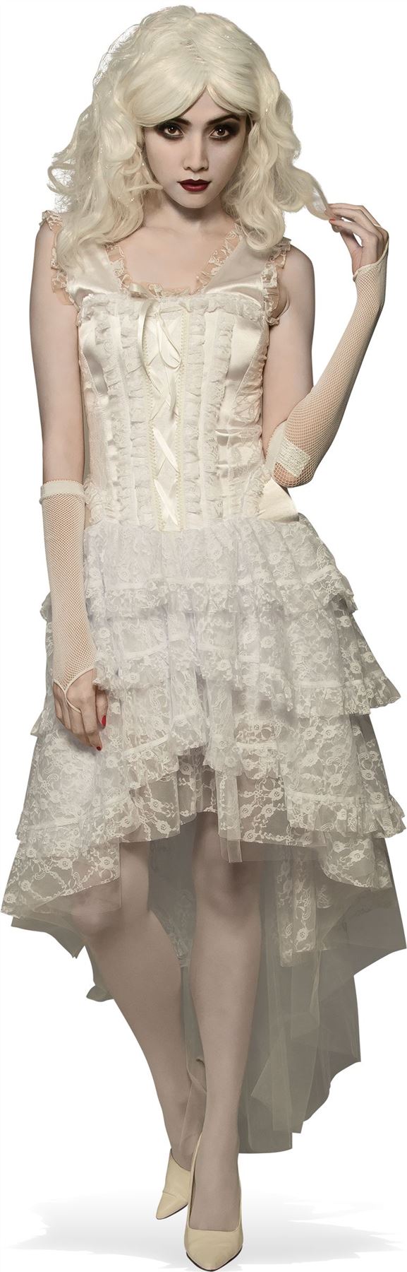 Bright White Lace corset Dress adult womens Halloween costume witch zombie goth Bright White Lace corset Dress adult womens Halloween costume witch zombie goth