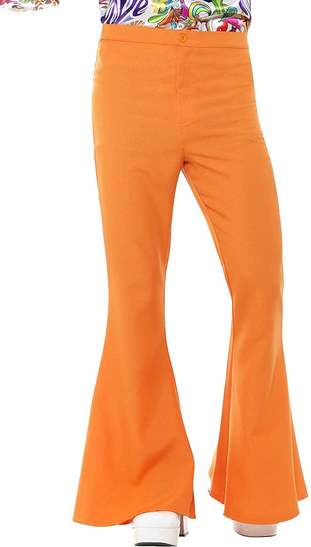 Men's 70s Groovy Disco Fever Flared Orange Pants Costume X-Large 46-48