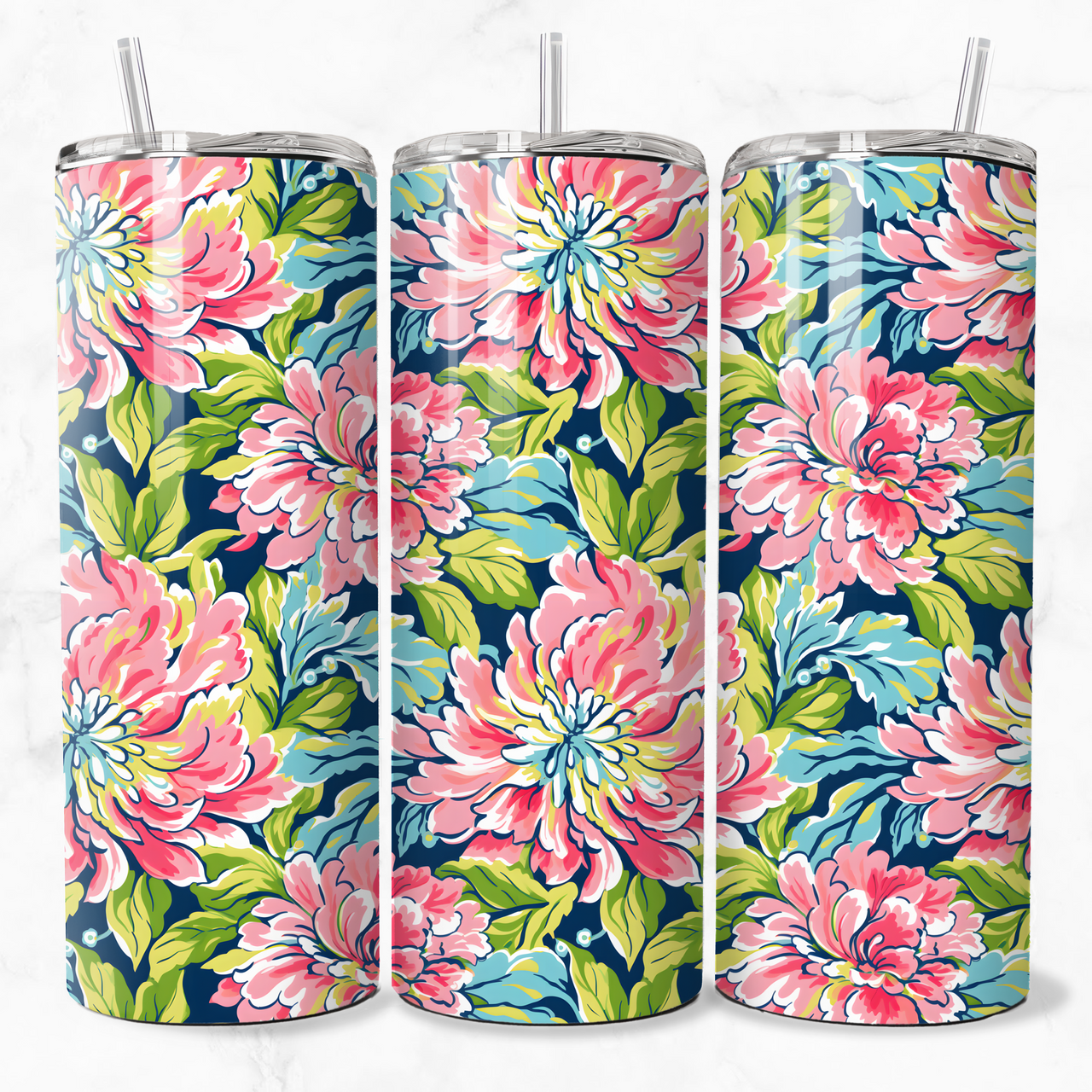 Sky Floral 40 Oz Sublimation Tumbler Png Graphic by