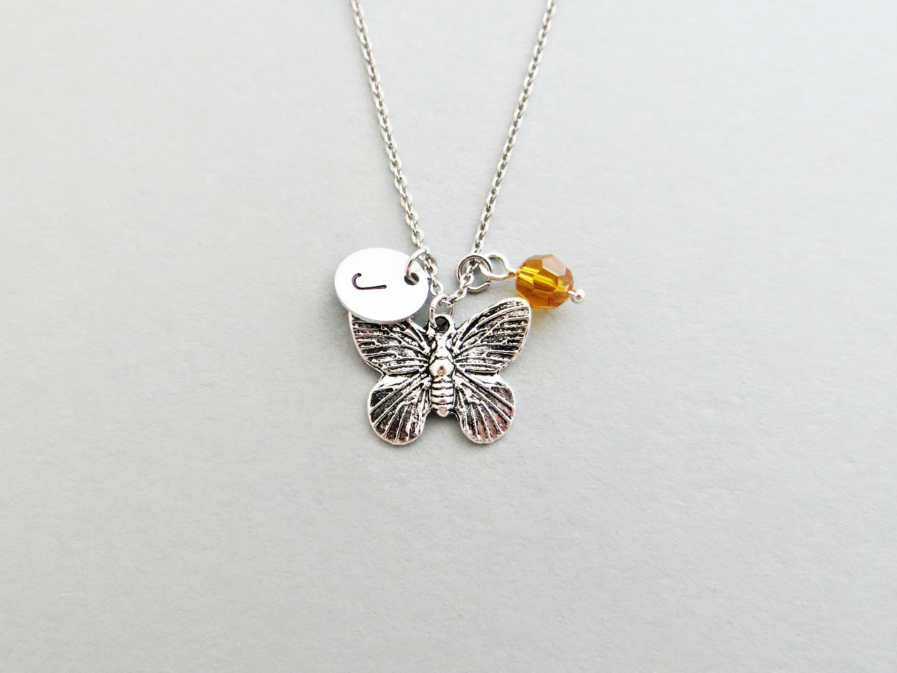 18K Gold Butterfly Pendant, Gold Butterfly Initials Necklace, Cute Butterfly  | eBay