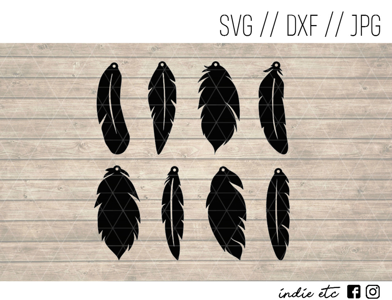 Download Feather Earrings Digital Art File (svg, dxf, jpeg, cut file)