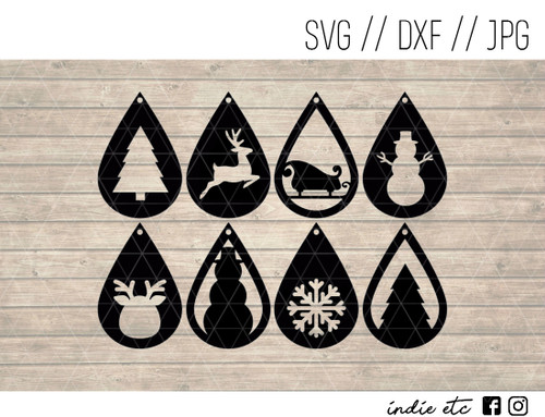 Christmas Earrings Digital Art File (svg jpeg dxf cut file)