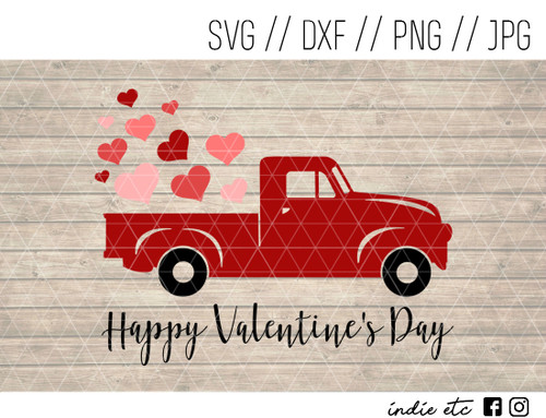 Happy Valentine's Day Truck Heart Svg Graphic Designs Files