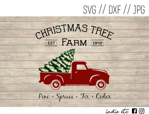 Download Christmas Tree Farm Digital Art File & Red Truck svg dxf jpg