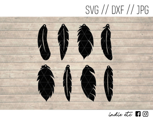 Feather Earrings Digital Art File Svg Dxf Jpeg Cut File