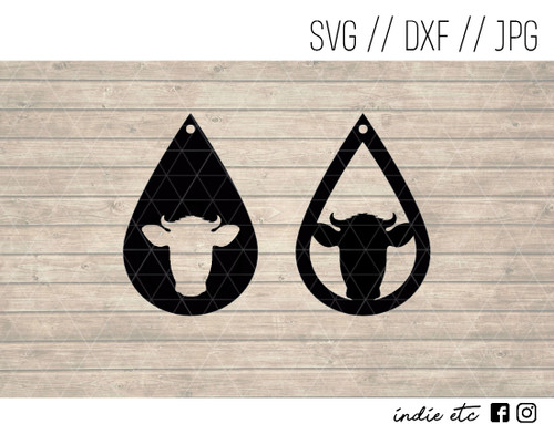 Download Teardrop Cow Earrings Digital Art File (svg, jpeg, dxf)