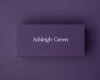 Personalised aubergine flat place card with a name elegantly printed in white ink on thick 300gsm card.