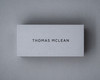 Personalised mid grey flat place card with black ink printing for elegant table settings