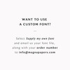 Instruction card explaining how to supply your own custom font for personalised stationery printing.