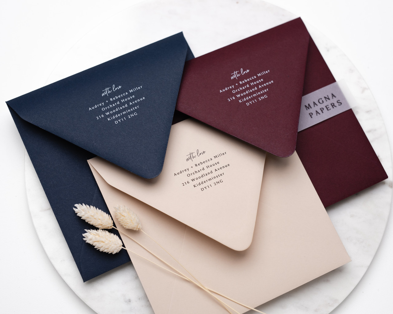 printed cream envelopes