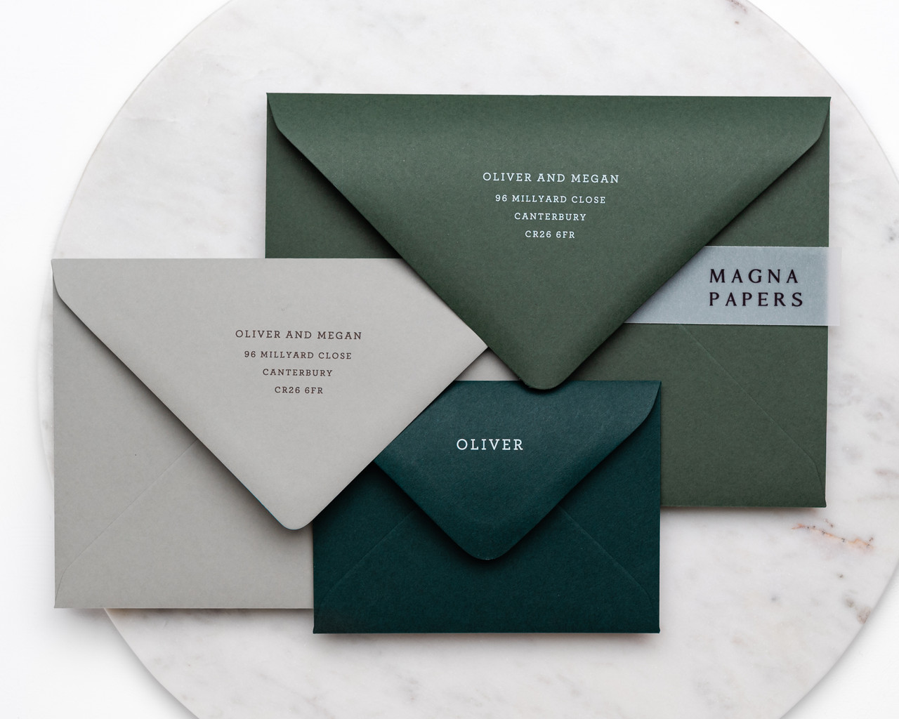 green invitation envelopes