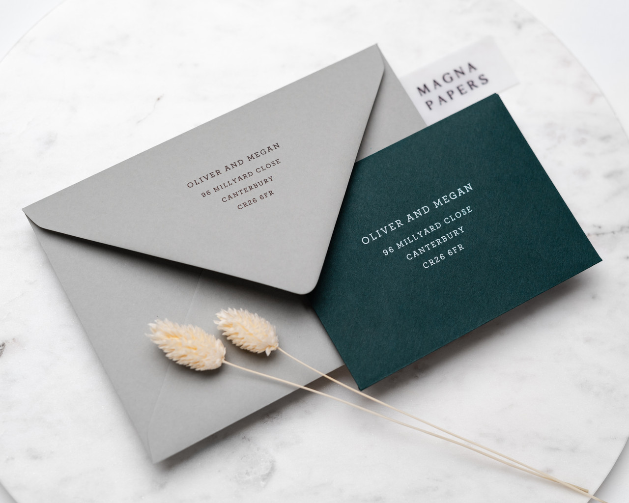 green invitation envelopes