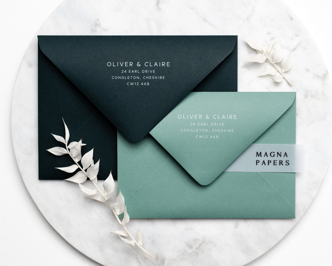 printed envelopes, envelope addressing, white ink printing