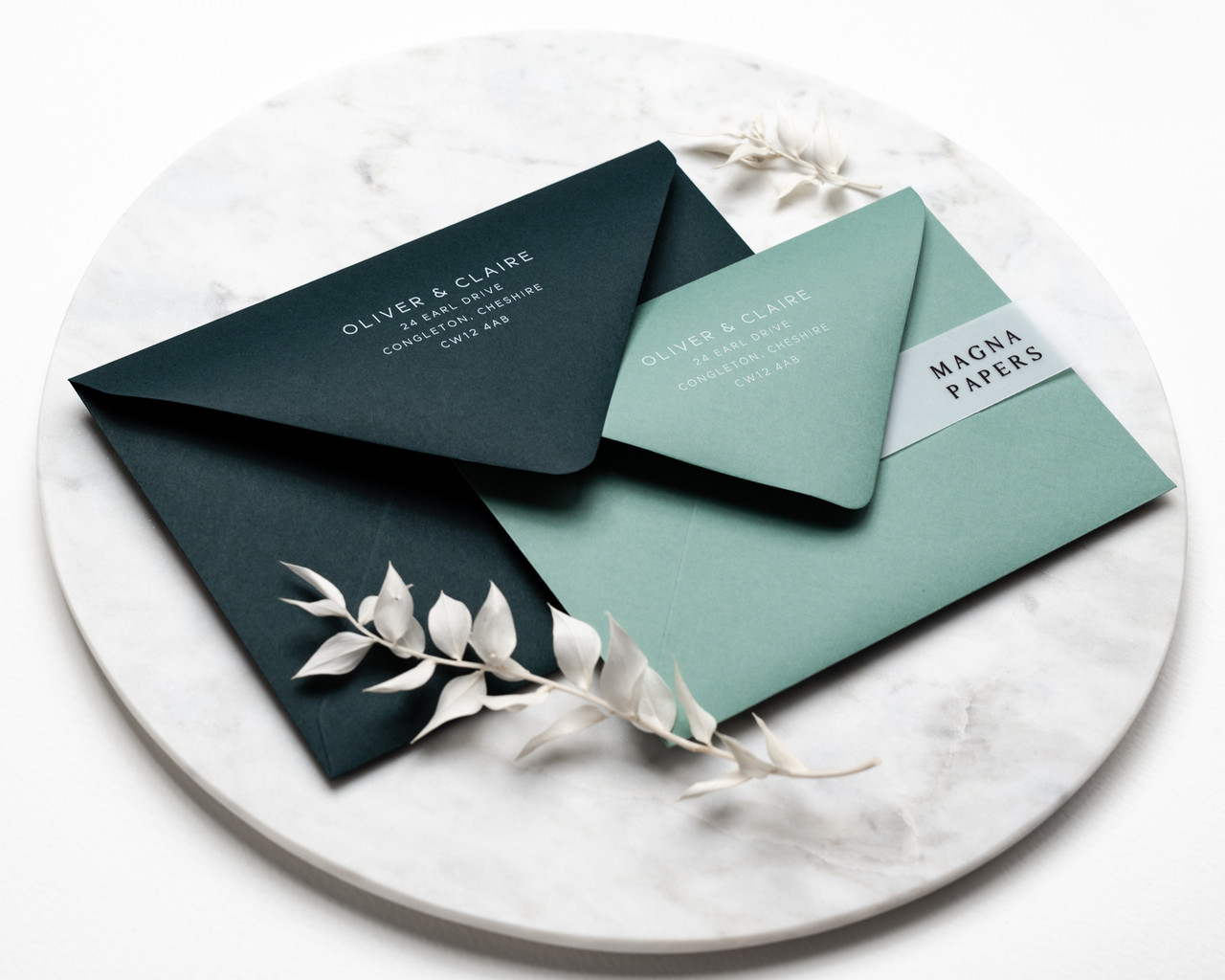 printed envelopes, envelope addressing, white ink printing