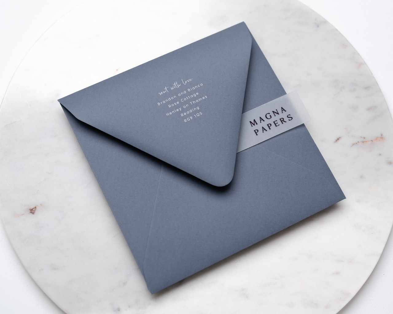 square Airforce blue envelopes