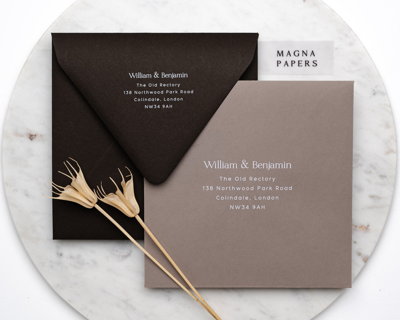 square mocha envelopes