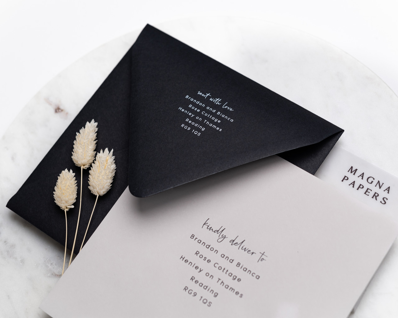 printed envelopes, envelope addressing, black ink printing