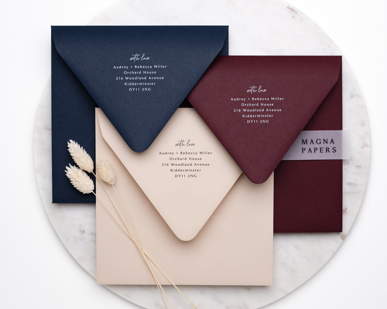 printed envelopes, white ink printing