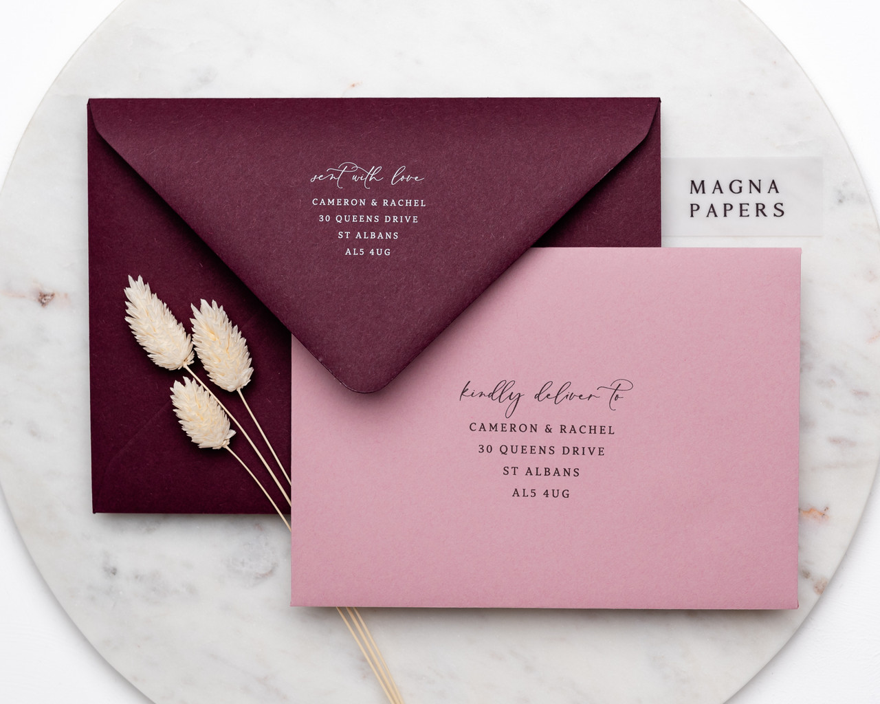 address printing in Black ink