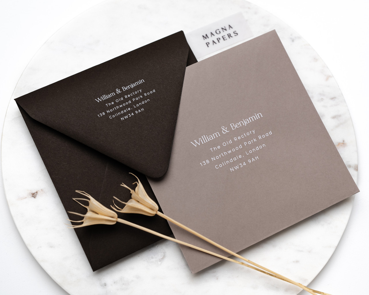 square cocoa envelopes, square chocolate envelopes, square brown envelopes