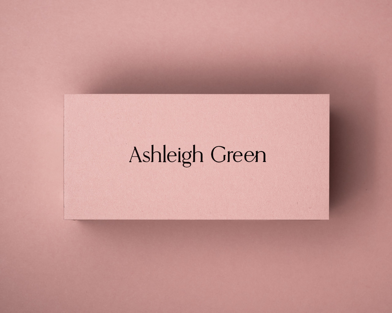 Blush Pink place card printed in black ink on 290gsm cardstock, showcasing personalised stationery for soft pink wedding themes.