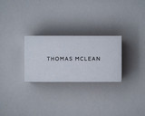 Personalised mid grey flat place card with black ink printing for elegant table settings