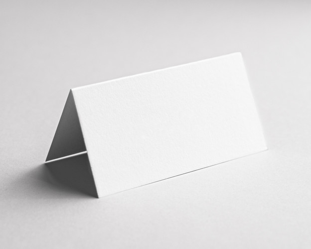 Blank personalised Pure Cotton folded place card in 300gsm, ready for custom black ink printing.