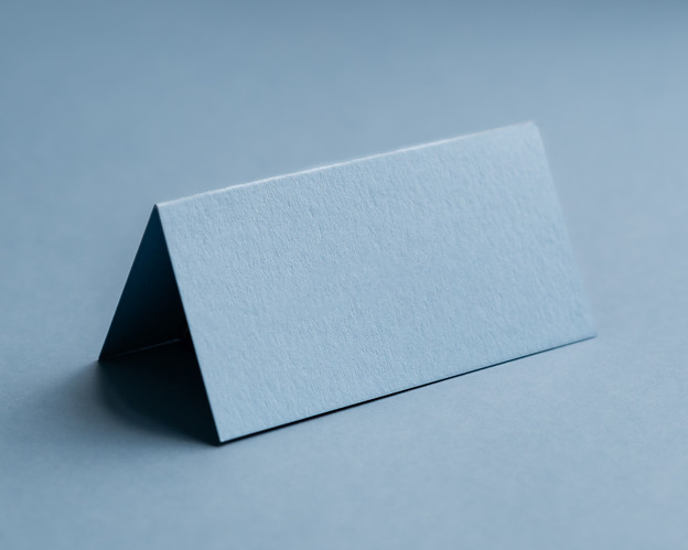 Blank dusty blue folded place card, 300gsm premium card, perfect for weddings and events