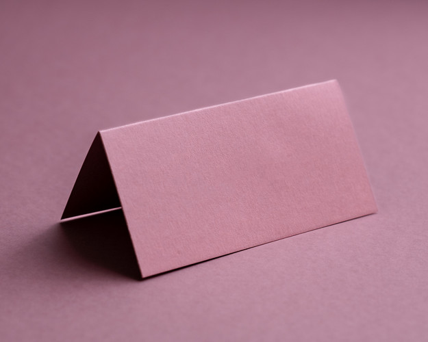 Blank Dusty Rose folded place card in premium 300gsm card