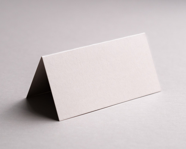 Almond 300gsm folded place card – blank, scored, and flat for easy folding