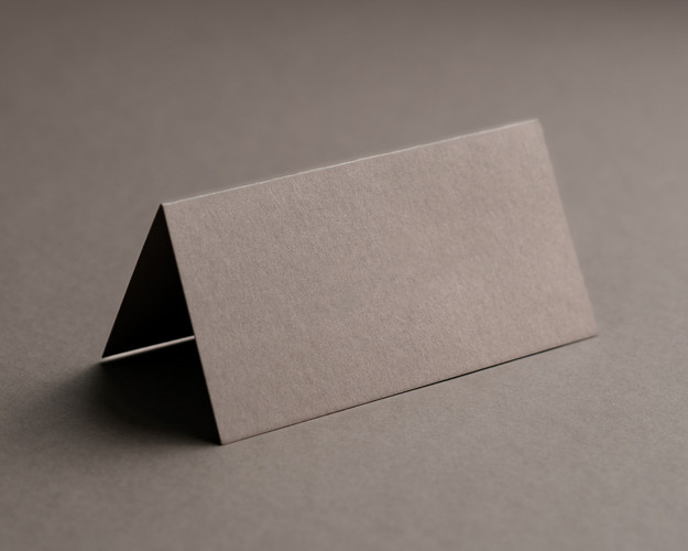 Blank personalised mocha folded place card in premium 300gsm card, scored and flat for easy folding.