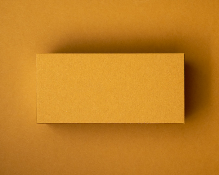 Blank Mustard flat place card made from 380gsm matte cardstock, ready for white or black ink customisation for weddings, parties, or events.