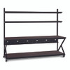 96" Performance 200 Series LAN Station with 28” D Lower Shelf - Mahogany