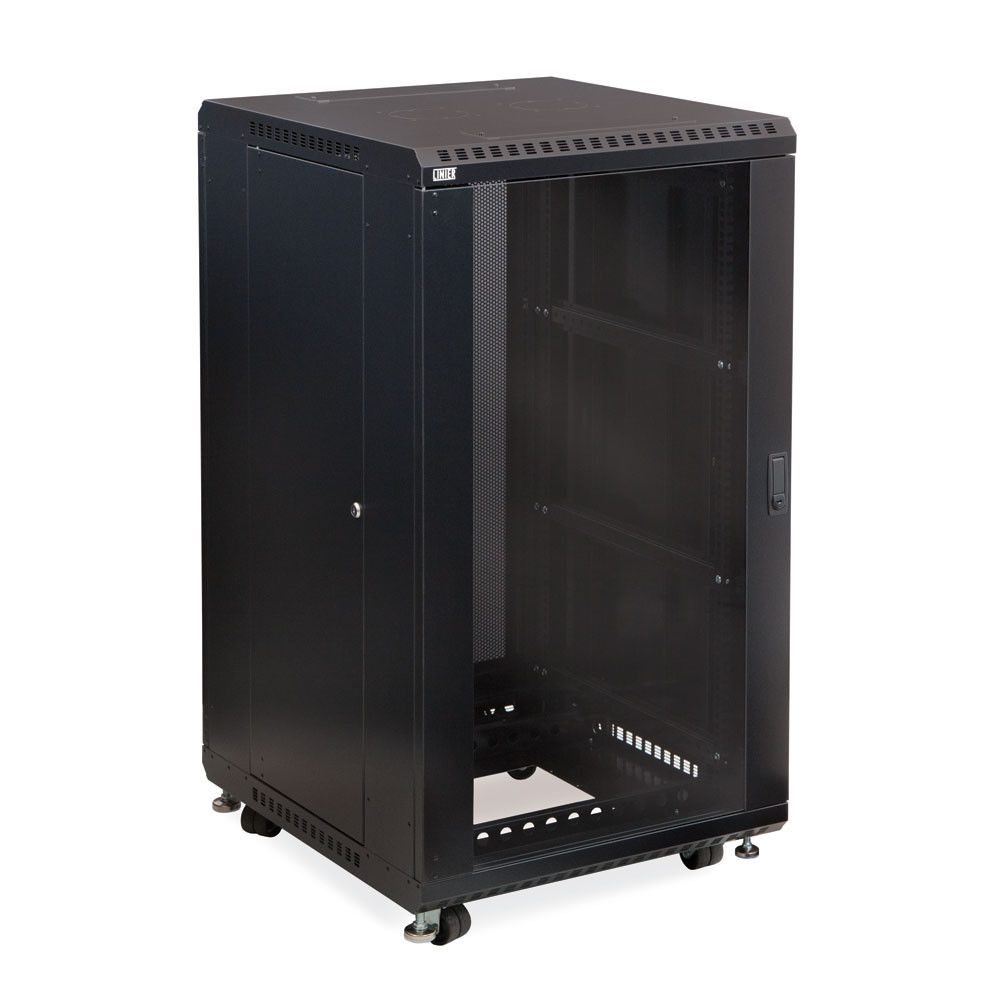 22U Server Front Glass /Rear Vented Doors 24" deep