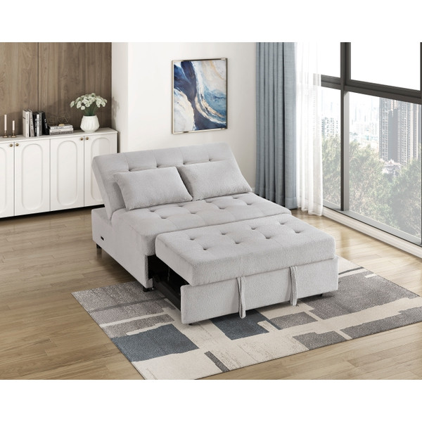 Convertible Armless 2-Seater with Pull-out Bed and Charging Ports