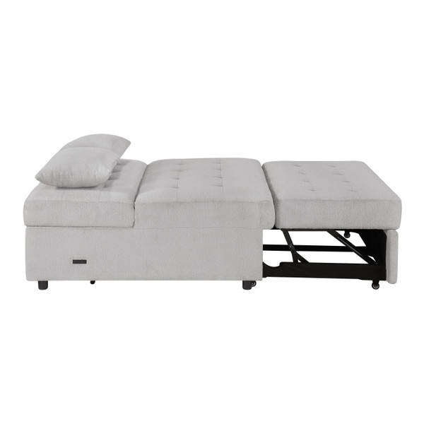 Convertible Armless 2-Seater with Pull-out Bed and Charging Ports