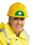 Hard Hat First Aid Sticker Clear and Prominent Signage for First Aid