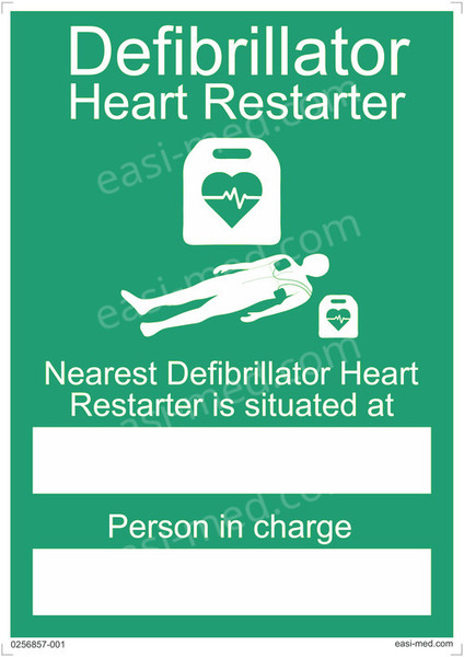First Aid Nearest Defibrillator Sign