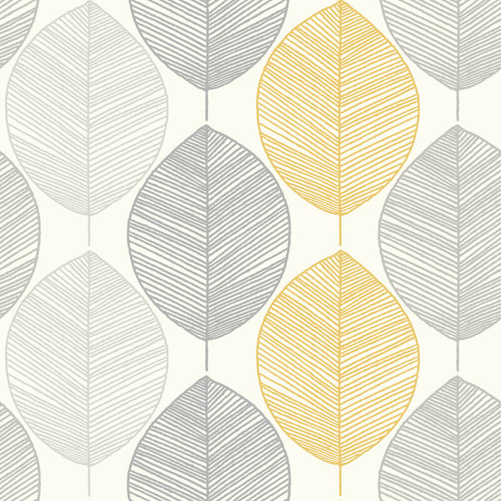 Arthouse Imagine Scandi Leaf Wallpaper - Yellow 698401