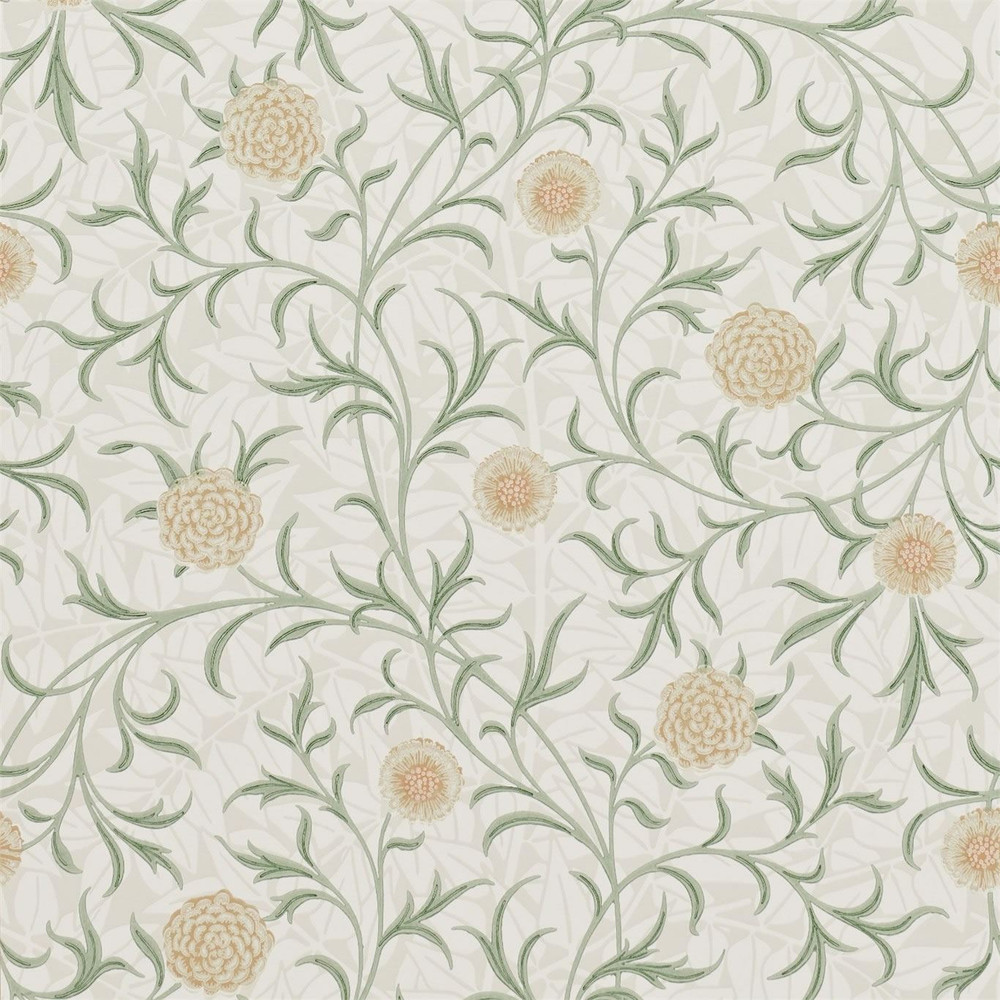 Scroll Floral Wallpaper 210365 by Morris  Co in Thyme Pear buy online from  the rug seller uk