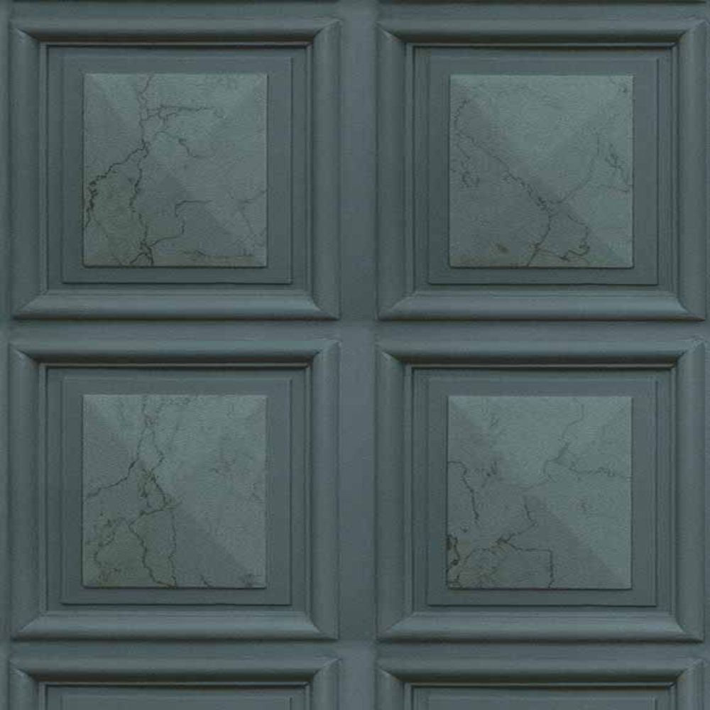 Erismann Marbled Wood Panel Wallpaper 631918 Dark Teal
