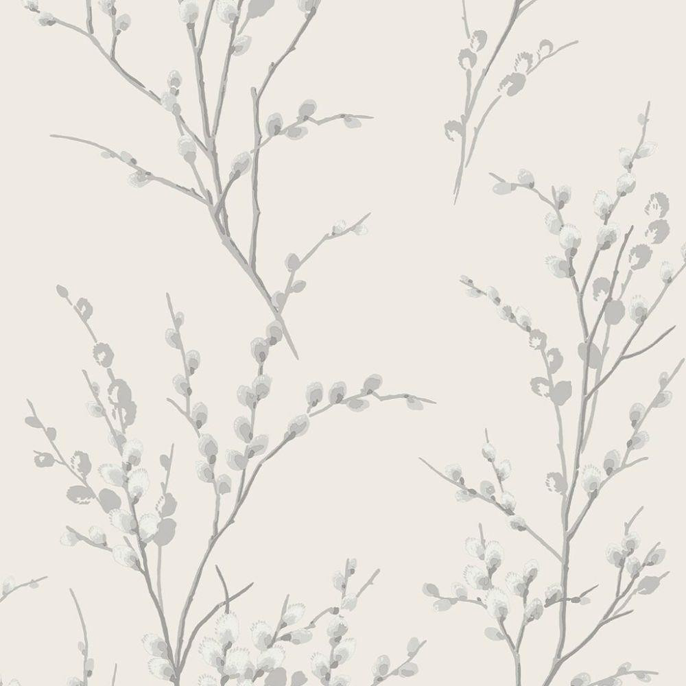 Laura Ashley Pussy Willow Wallpaper Off White Steel