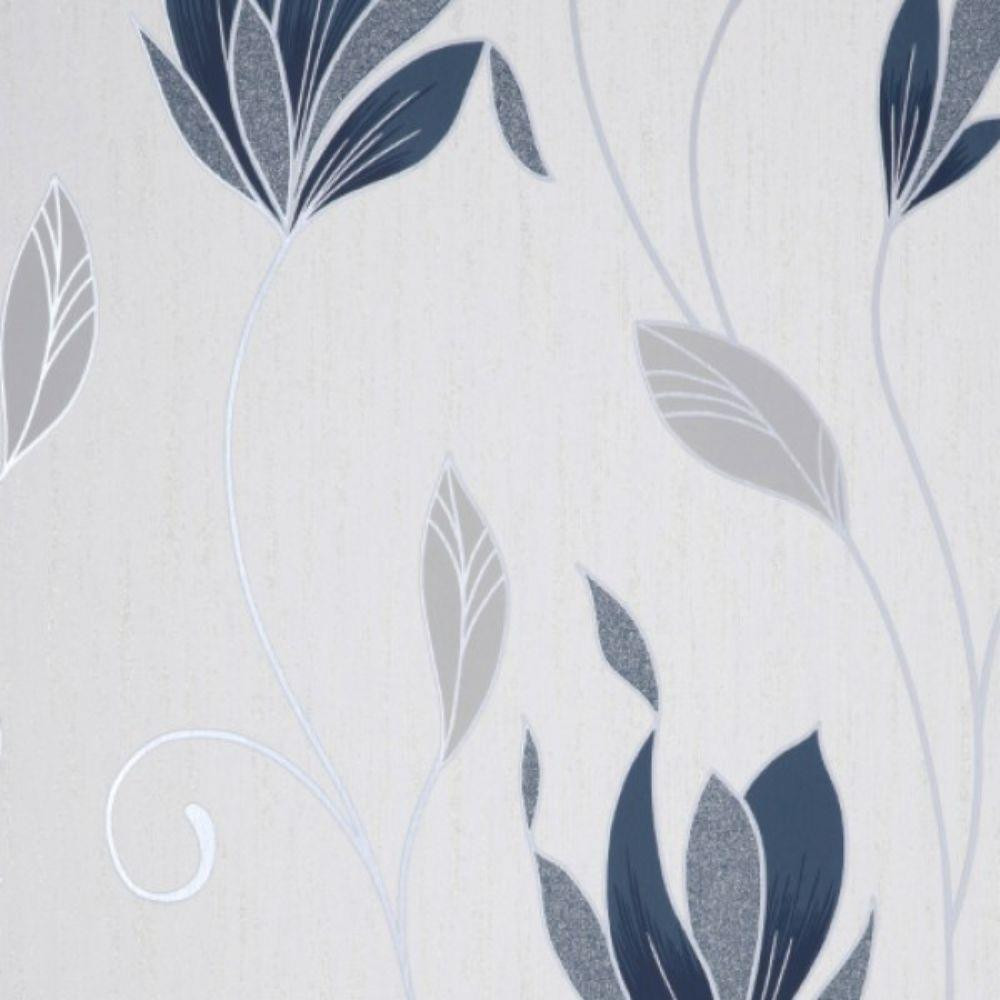 Synergy Floral Glitter Wallpaper Dove Grey Vymura M0852