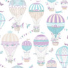 Galerie Just 4 Kids 2 Hot Air Balloons Wallpaper - G56543 - Lilac / Aqua