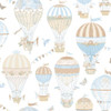 Galerie Just 4 Kids 2 Hot Air Balloons Wallpaper - G56544 - Blue / Beige