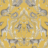 Galerie Animal Damask Wallpaper - G78315 - Mustard