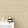 Galerie Stripes & Damasks 2 Carlisle Damask Wallpaper - DS29715 - Green / Cream