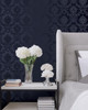 Galerie Simply Silks 4 Classic Damask Wallpaper - MD29432 -  Pearl