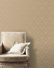 Galerie Simply Silks 4 Feathered Damask Wallpaper - SK34755 - Brushed Gold