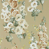Sanderson Hollyhocks Wallpaper - 217034 - Gold Metallic / Tan